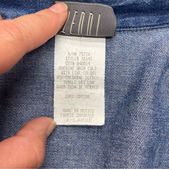 Vintage Light Denim Shirt Jacket Leaf Embroidery 100% Cotton TEDDI SZ XL EUC - Picture 7 of 9